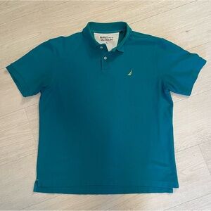 Nautica Teal Blue Short-Sleeve Polo Shirt, Large